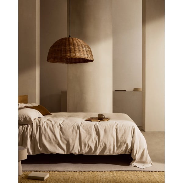 Hallikasbeež linaseguga pikendatud voodipesu üheinimesevoodile 150x220 cm Simmel - Kave Home-image-3