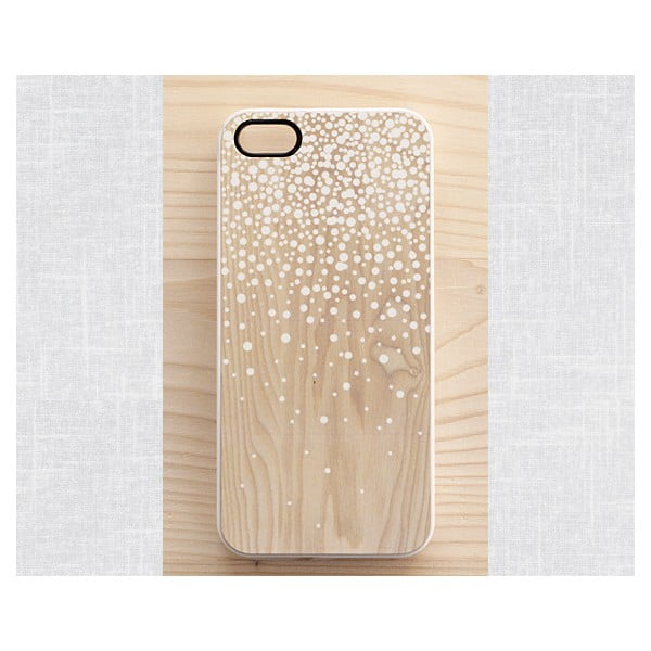 Obal na iPhone 4/4S, Wood&Snow Dots/white