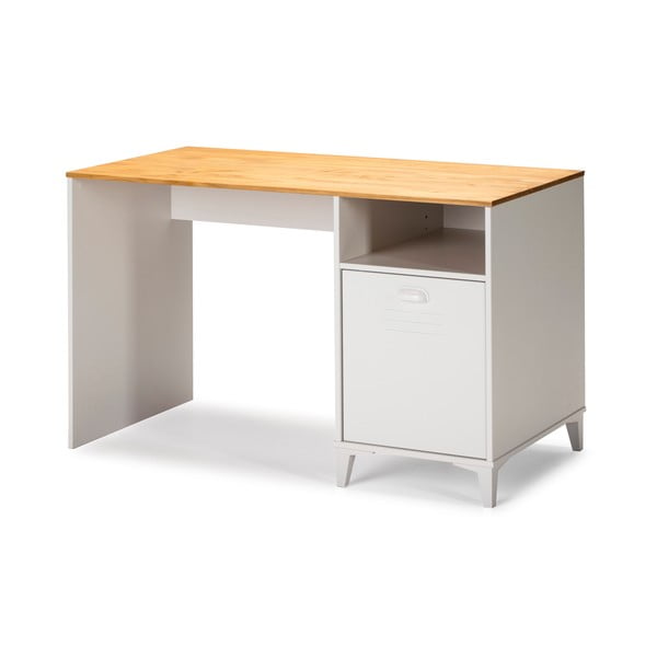 Bílý psací stůl s hnědou deskou Marckeric Zack-image-1