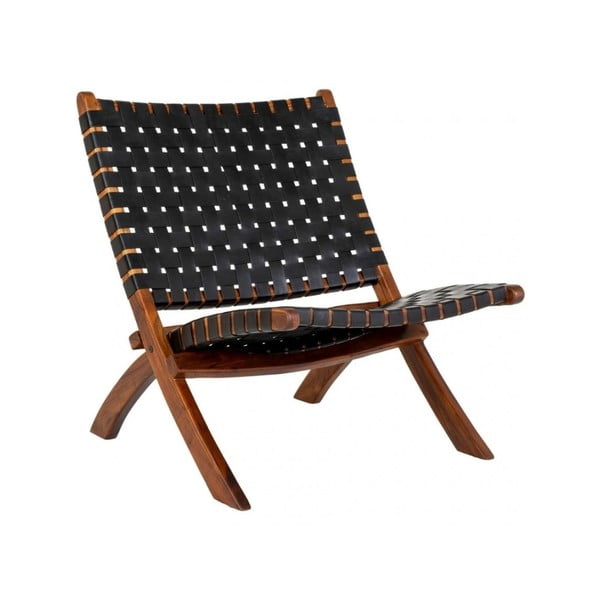 Mustast nahast kangastega tugitool Perugia - House Nordic