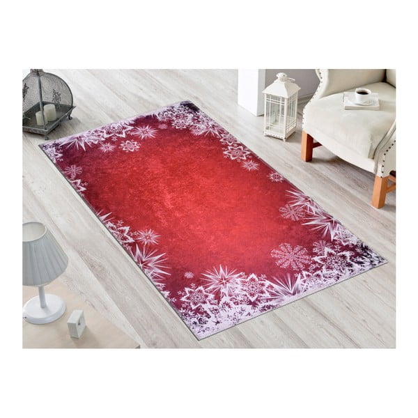 Červeno-bílý koberec Vitaus Snowflakes, 80 x 120 cm