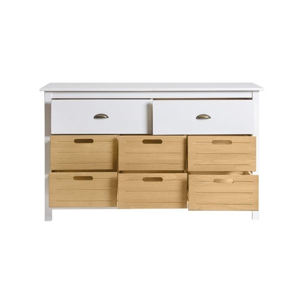 Bílá komoda z masivního borovicového dřeva s 8 zásuvkami Marckeric Ibiza-image-3