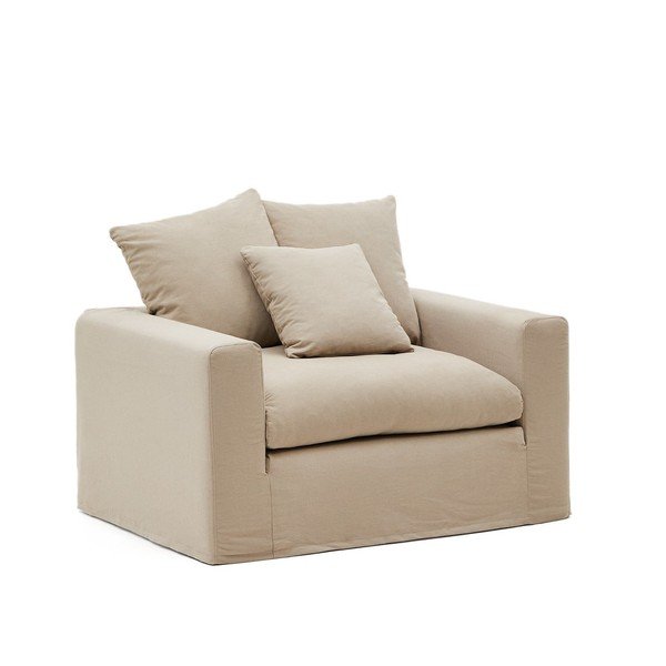 Beež linane tugitool Nora - Kave Home