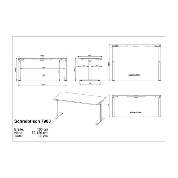 Reguleeritav töölaud 80x160 cm Agenda - Germania-image-4