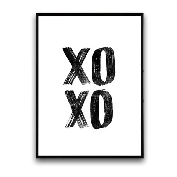 Plakát v dřevěném rámu XoXo, 38x28 cm