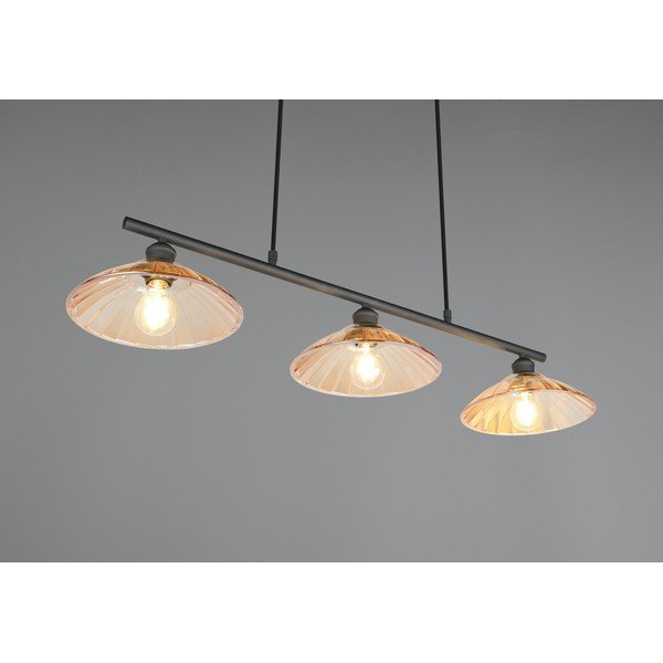 Must/merevaigukollane metallist rippvalgusti klaasist varjuga Eluna - Reality-image-2