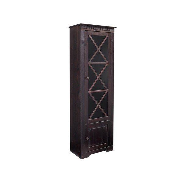 Tumepruun männipuidust vitriinkapp 180x35 cm Lisa - Støraa-image-1