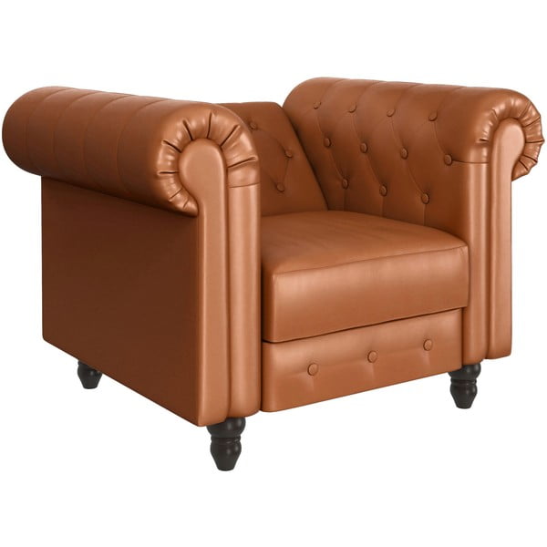 Konjakipruun kunstnahast chesterfield tugitool Felix - Støraa-image-3