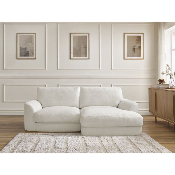 Valge bukleekangast nurgadiivan (parem nurk) Leonore - Bobochic Paris-image-1