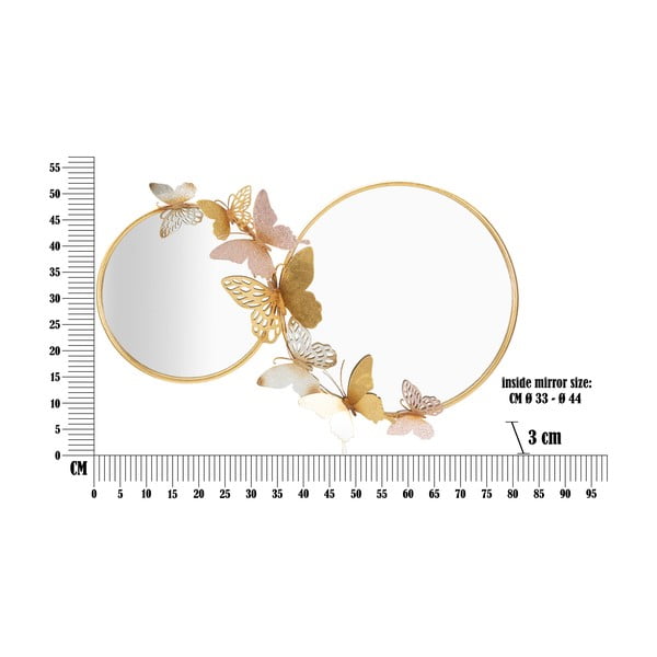 Roosakas-kuldne seinapeegel Farfalle dekooriga, 81 x 52,5 cm - Mauro Ferretti-image-2