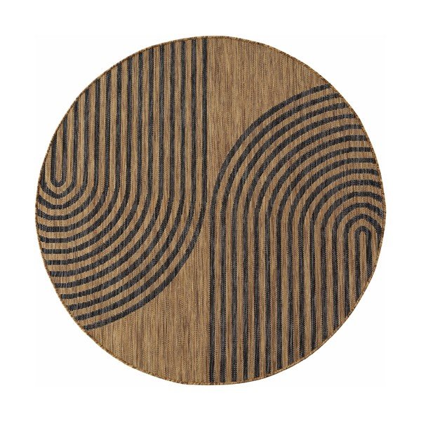 Must/pruun ümmargune sise- ja õuevaip ø 160 cm Mira 1453 - Ayyildiz Carpets