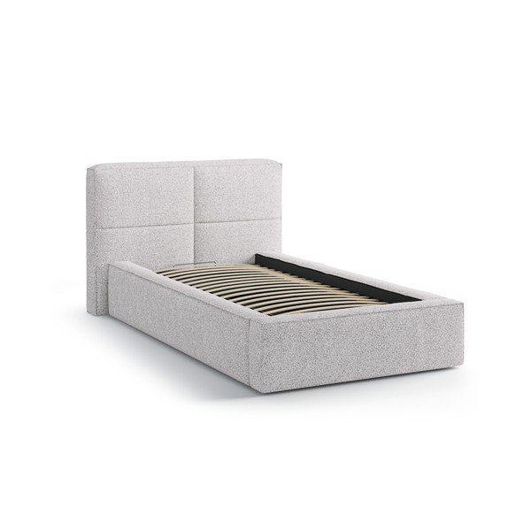 Helehall polsterdatud üheinimesevoodi koos panipaiga ja voodipõhjaga 90x200 cm Darren - Micadoni-image-2