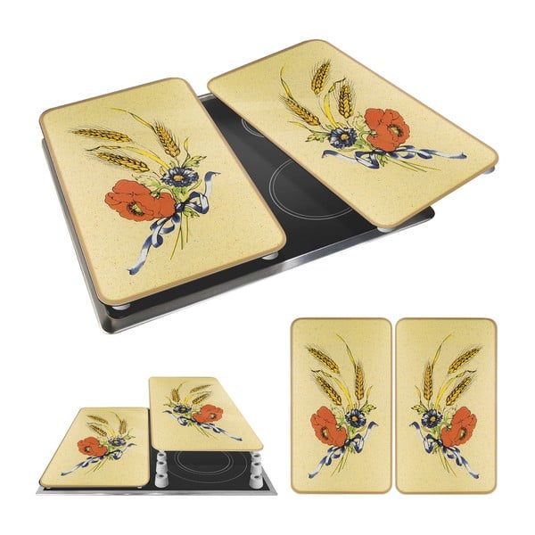 Karastatud klaasist pliidikatte komplekt 2 tk 52x30 cm Corn-Flowers - Maximex-image-3