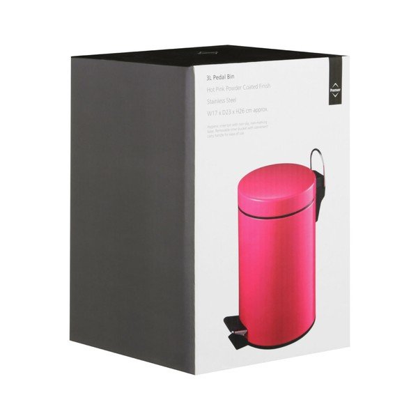 Růžový pedálový koš Premier Housewares, 3 l-image-1