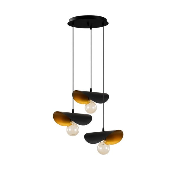 Must-kuldne rippvalgusti metallist varjuga ø 45 cm Sivani - Opviq lights-image-3