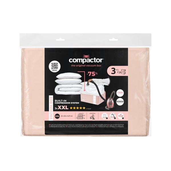 Vaakumplastist riiete hoiukastid 3tk komplektis 65x45x27 cm Pink Edition - Compactor-image-3