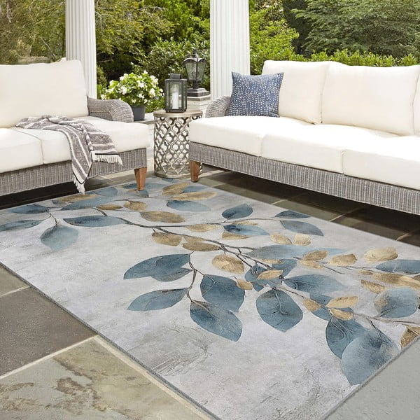 Helesinine-kuldne pestav vaip 160x230 cm Golden Leaves - Mila Home-image-4