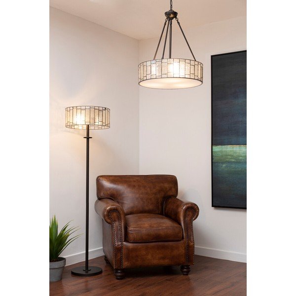Metallist ripplamp klaasist varjuga, ø 46 cm Waldorf - Premier Housewares-image-1