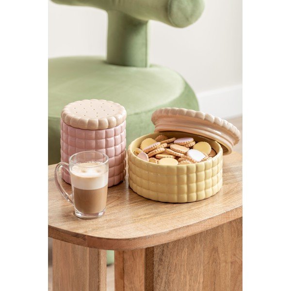 Heleroosa dekoratiivne keraamiline hoiukarp ø 14x15 cm Biscuit Box - PT LIVING-image-2