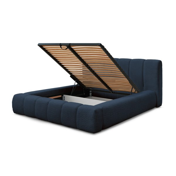 Tumesinine polsterdatud kaheinimesevoodi koos panipaiga ja voodipõhjaga 160x200 cm Denali - Bobochic Paris-image-4