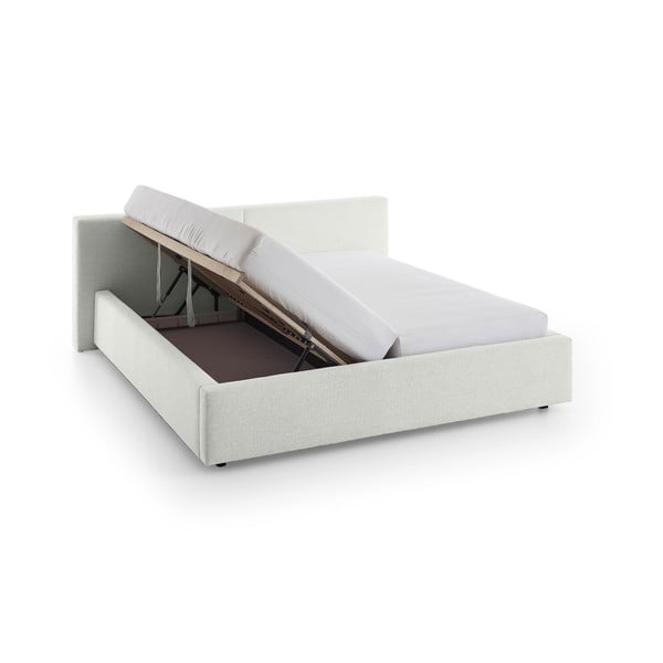 Valge polsterdatud kaheinimesevoodi koos voodipõhja ja panipaigaga 140x200 cm Cube – Meise Möbel-image-4