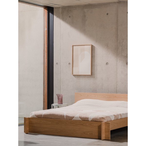 Kaheinimesevoodi puitlaastplaadist/vineerist tammepuust dekooriga ja liistudest raamiga 180x200 cm naturaalses värvitoonis Valt - noo.ma-image-4