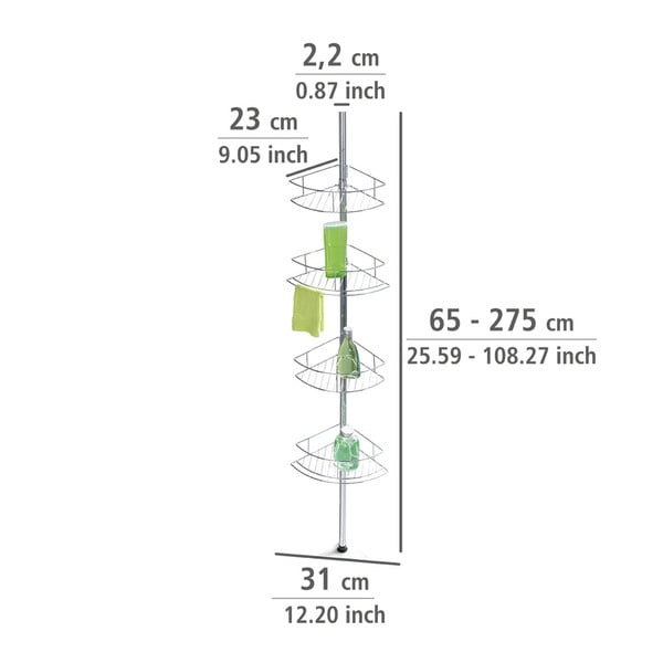 Roostevabast terasest läikiv hõbedane teleskoop-nurgariiul Dolcedo - Wenko-image-4