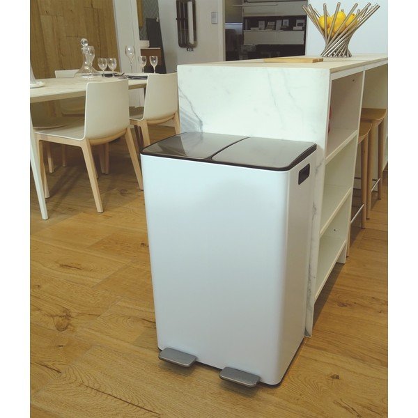 Matt valge terasest prügikast 2x30 l sorteeritud jäätmete jaoks/pedaaliga Aliya - Spirella-image-2