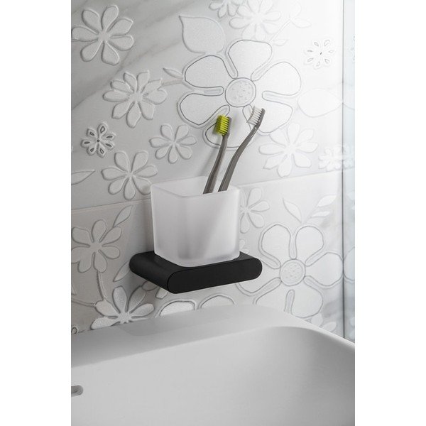 Valge seinale paigaldatav klaasist hambaharja tops  Flori - Sapho-image-1