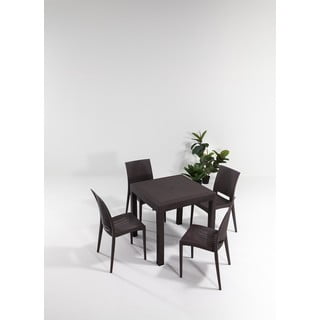 Tumepruun rotangist aia söögimööbli komplekt 4-le Rattan - Floriane Garden