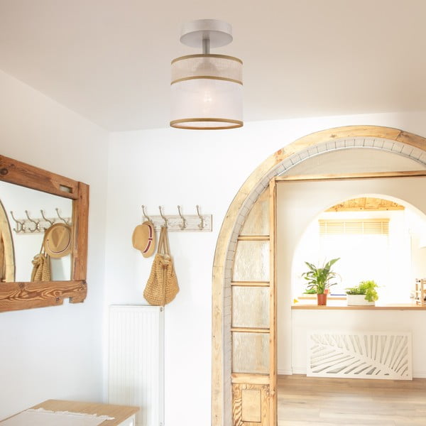 Helepruun laevalgusti tekstiilist varjuga ø 16 cm Andrea - LAMKUR-image-1