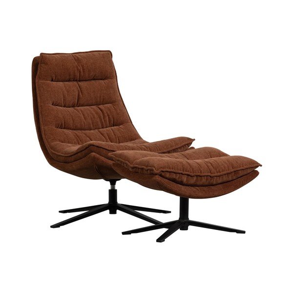 Pruun pöörlev šenillist tool koos jalatoega Kube - WOOOD