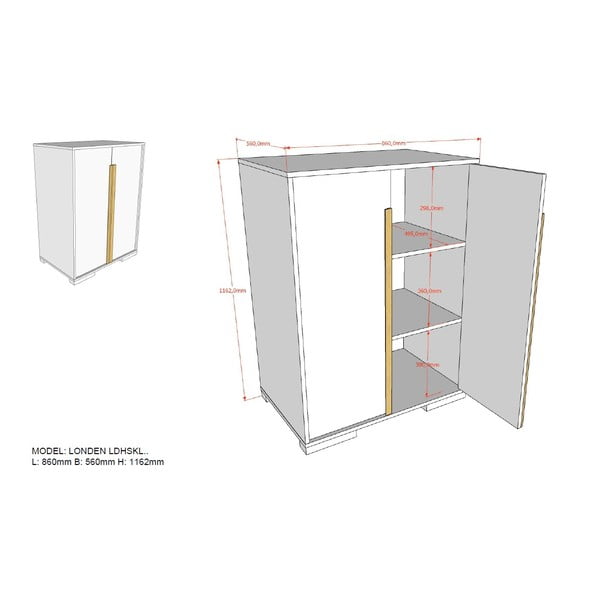 Valge lastekapp 98x116 cm London - Vipack-image-4