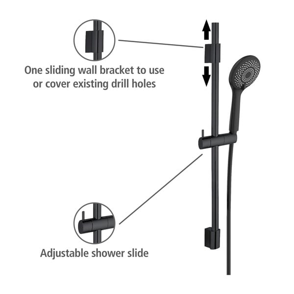 Mustast roostevabast terasest dušikomplekt 70cm Water Saving - Wenko-image-2