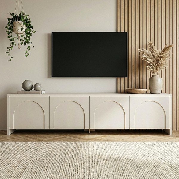 Kreemikas televiisorilaud 180x45x32 cm Aurelia - Kalune Design-image-2