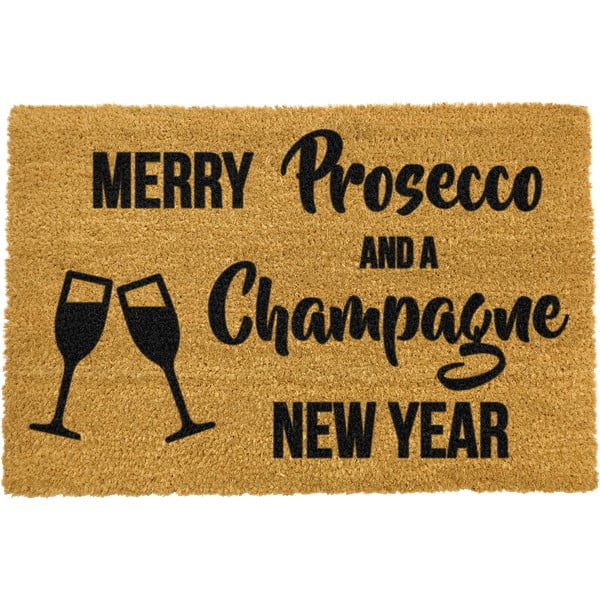 Must looduslik kookosmatt , 40 x 60 cm Champagne New Year - Artsy Doormats