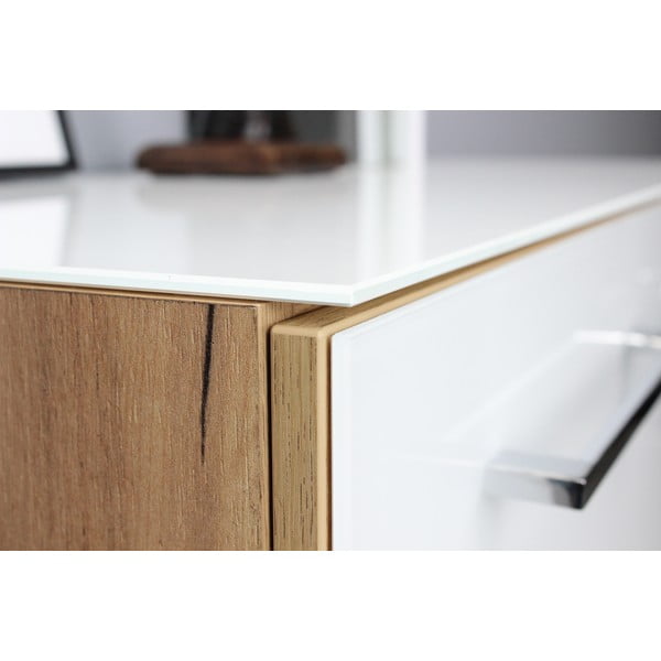 Valge naturaalne tammepuust kapi 80x120 cm Monteria - Germania-image-3