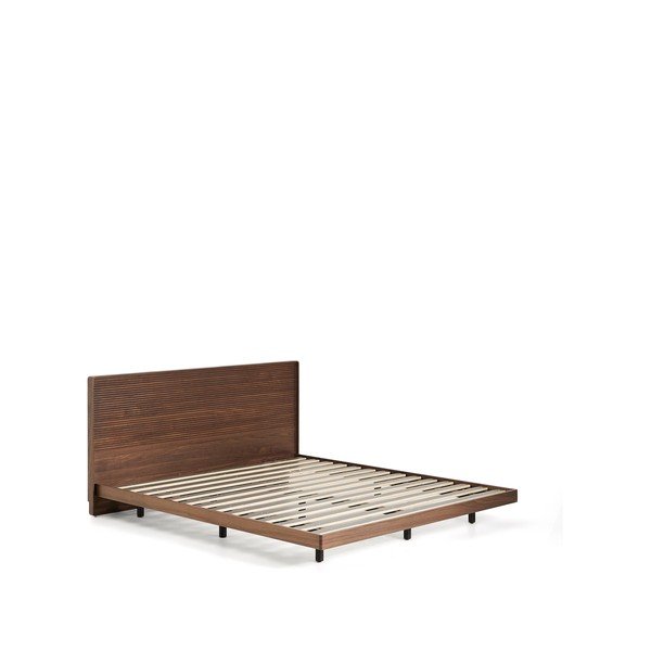 Pruun kasepuidust kaheinimesevoodi voodipõhjaga 180x200 cm Norlen - Kave Home-image-2