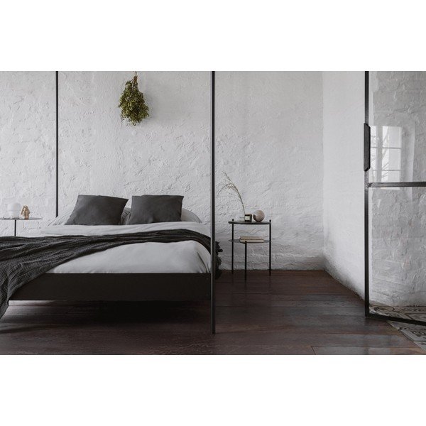 Must terasest kaheinimesevoodi ilma peatsita/varikatusega ja liistudest raamiga 200x200 cm Eton - noo.ma-image-3