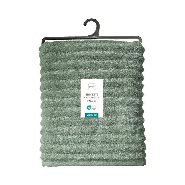 Roheline frotee-puuvillane rätik 50x90 cm Maya - douceur d'intérieur-image-4