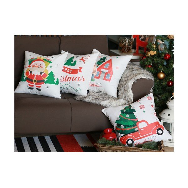 Bílý vánoční povlak na polštář Mike & Co. NEW YORK Honey Christmas Car and Tree, 45 x 45 cm-image-1