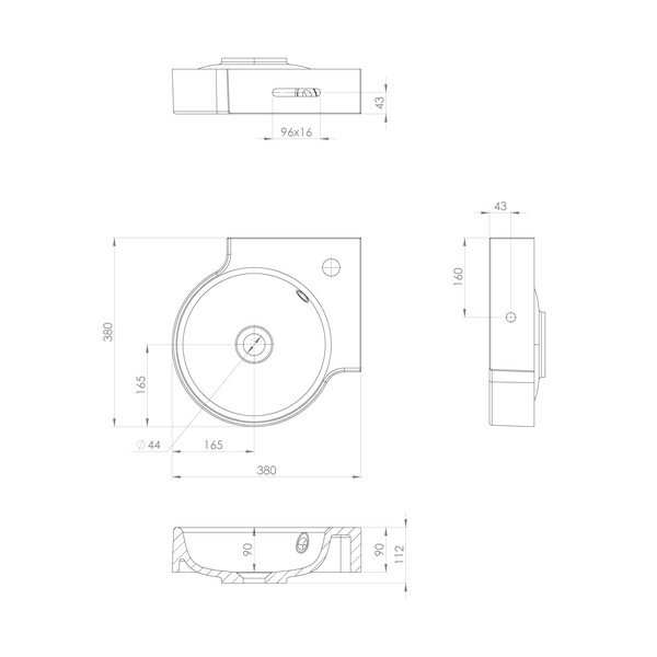 Valge ümmargune valatud marmorist valamu 38x38 cm Kaori - Sapho-image-3
