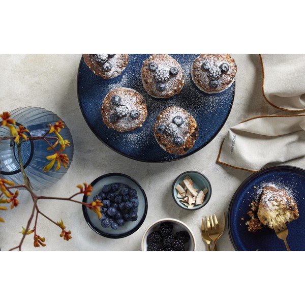 Must/sinine kivikeraamikast magustoidutaldrik ø 21 cm Dark Blue/Black - Bitz-image-1