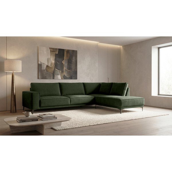 Roheline šenillist nurgadiivan (parem nurk/L-kujuline) Copenhagen - Scandic-image-1