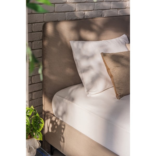 Taupe polsterdatud kaheinimesevoodi koos voodipõhjaga 180x200cm Noira Slim - Bonami Selection-image-3