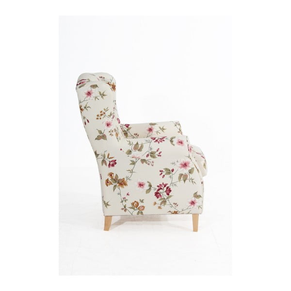 Kreemjas ja valge lilleline tugitool Lorris - Max Winzer-image-4