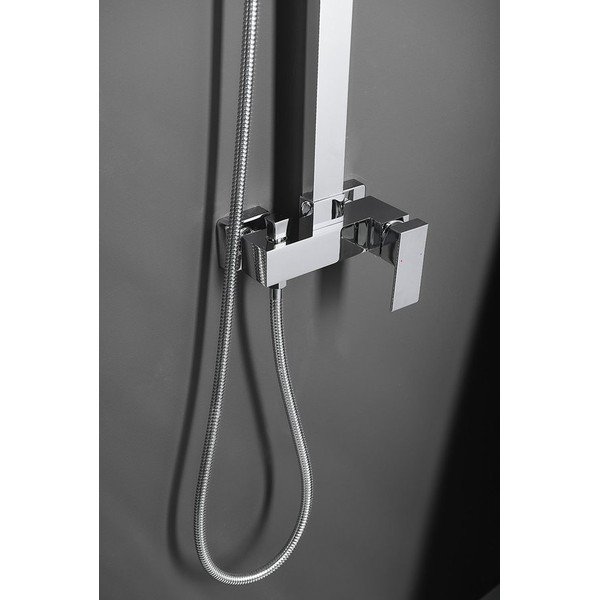 Läikiv hõbedane messingist dušikomplekt termostaatilise segistiga 118 cm Latus - Sapho-image-1