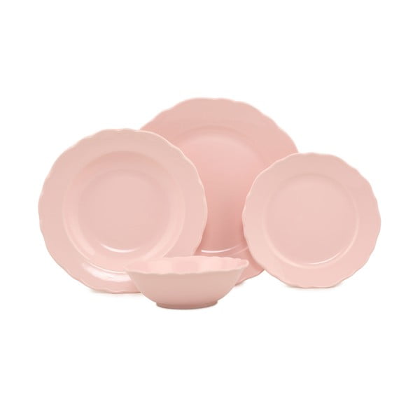 24-osaline roosa portselanist Classic sööginõude komplekt - Kütahya Porselen