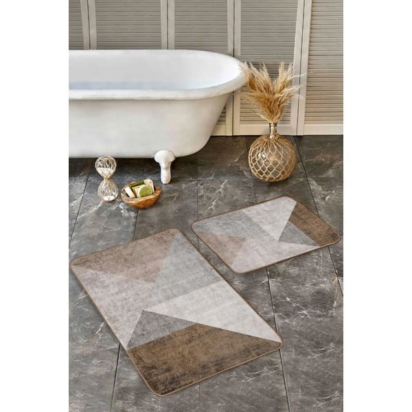 Hallikaspruunid sametist vannitoamatid 2tk komplektis 60x100 cm - Mila Home-image-2