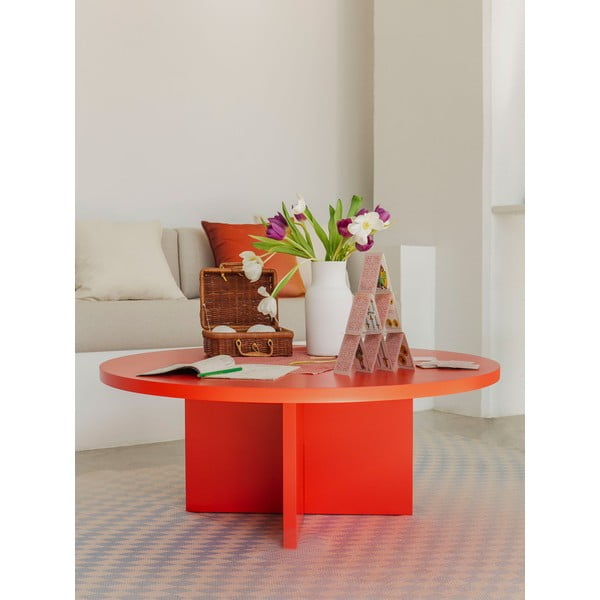 Punane ümmargune diivanilaud ø 80 cm Pausa - Really Nice Things-image-2